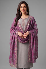 Light Grey Art Silk Straight Cut Suit