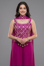 Pink Georgette Woven Top and Palazzo Set