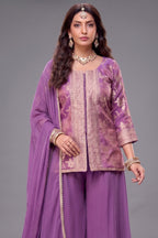 Lavender Tissue Woven Palazzo Suit