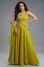 Lime Green Art Silk Asymmetrical Top and Palazzo Set