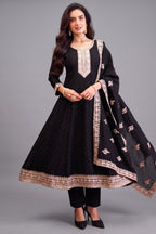 Black Art Silk Embroidered Anarkali Suit
