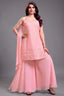 Light Pink Georgette Lucknowi Worked Palazzo Suit