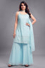 Light Sky Blue Georgette Lucknowi Worked Palazzo Suit