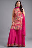 Pink Tissue Silk Printed Palazzo Suit