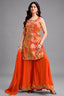 Orange Tissue Silk Printed Palazzo Suit