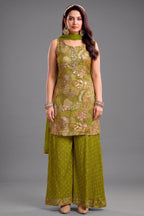 Green Tissue Silk Printed Palazzo Suit