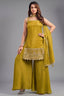 Lime Green Tissue Printed Palazzo Suit