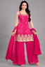 Pink Chinon Chiffon Printed Palazzo Suit with Gota Work
