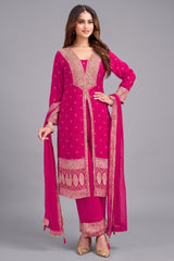 Rani Pink Georgette Slit Cut Suit