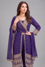Purple Georgette Slit Cut Suit