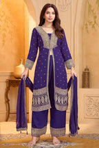 Purple Georgette Slit Cut Suit