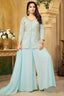 Light Sky Blue Georgette Sequin and Cutdana Worked Palazzo Suit