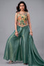 Green Crepe Silk Printed Top and Palazzo Set