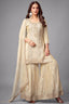 Cream Crepe Silk Sequin Embroidered Sharara Suit