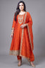 Orange Art Silk Anarkali Suit with Sequin and Embroidery Work