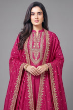 Rani Pink Art Silk Anarkali Suit with Sequin and Embroidery Work