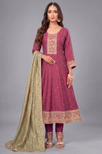 Rouge Pink Art Silk Sequin Worked Anarkali Suit