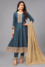 Teal Blue Art Silk Sequin Worked Anarkali Suit