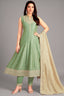 Pista Green Art Silk Sequin Worked Anarkali Suit