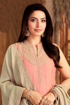 Light Pink Art Silk Sequin Embroidered Anarkali Suit