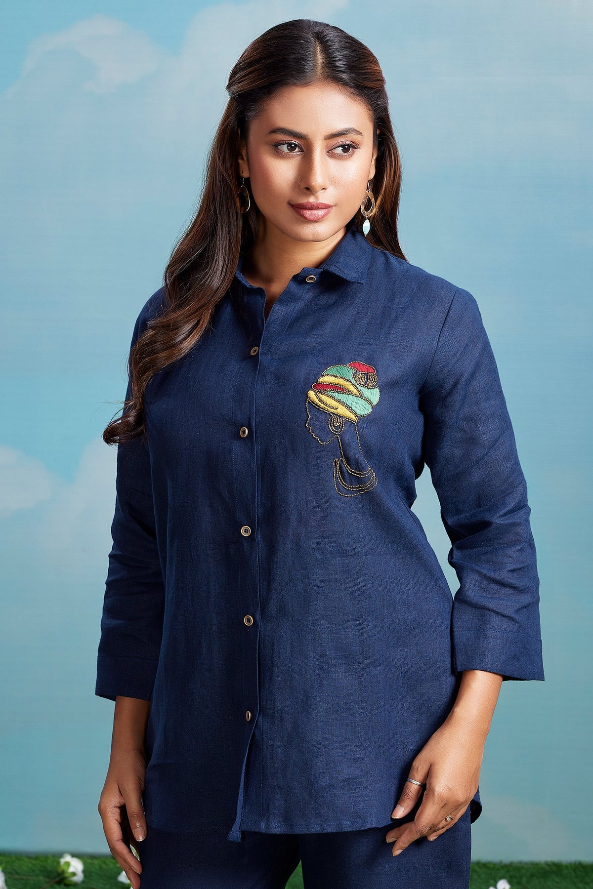Navy Blue Linen Co-Ord Set