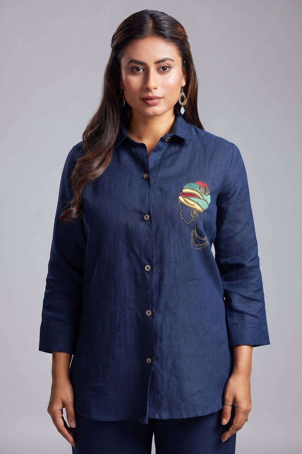 Navy Blue Linen Co-Ord Set