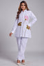 Pearl White Linen Flower Motif Co-Ord Set
