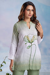 Multi Colored Linen Flower Motif Co-Ord Set