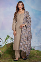 Taupe Linen Straight Cut Kurta Set