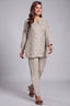 Beige Linen Floral Embroidered Buttis Co-Ord Set