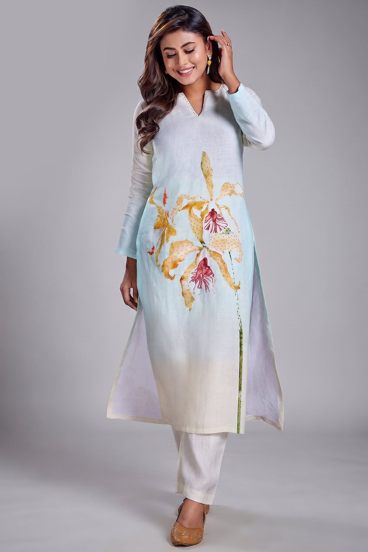 Multi Colored Floral Printed Straight Cut Co-Ord Set