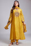 Yellow Cotton Mul Mirror Embroidered Flared A Line Kurta Set