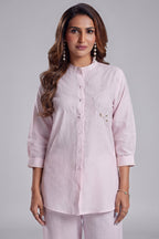 Light Pink Linen Cutdana Worked Co-Ord Set
