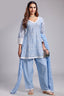Powder Blue Mul Cotton Thread Floral Embroidered Salwar Set