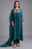 Teal Green Mul Cotton Sequin Embroidered Anarkali Set