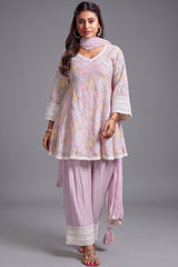 Light Pink Mul Cotton Floral Embroidered Salwar Set