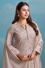 Rose Brown Mul Cotton Sequin Embroidery Straight Cut Kurta Set