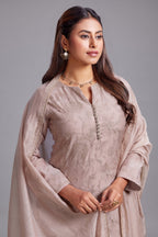 Rose Brown Mul Cotton Sequin Embroidery Straight Cut Kurta Set