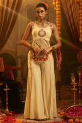 Cream Embroidery Mirror Worked Co-Ord Set with Mirror Work