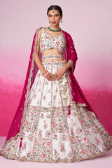 Off White Georgette Handworked Lehenga