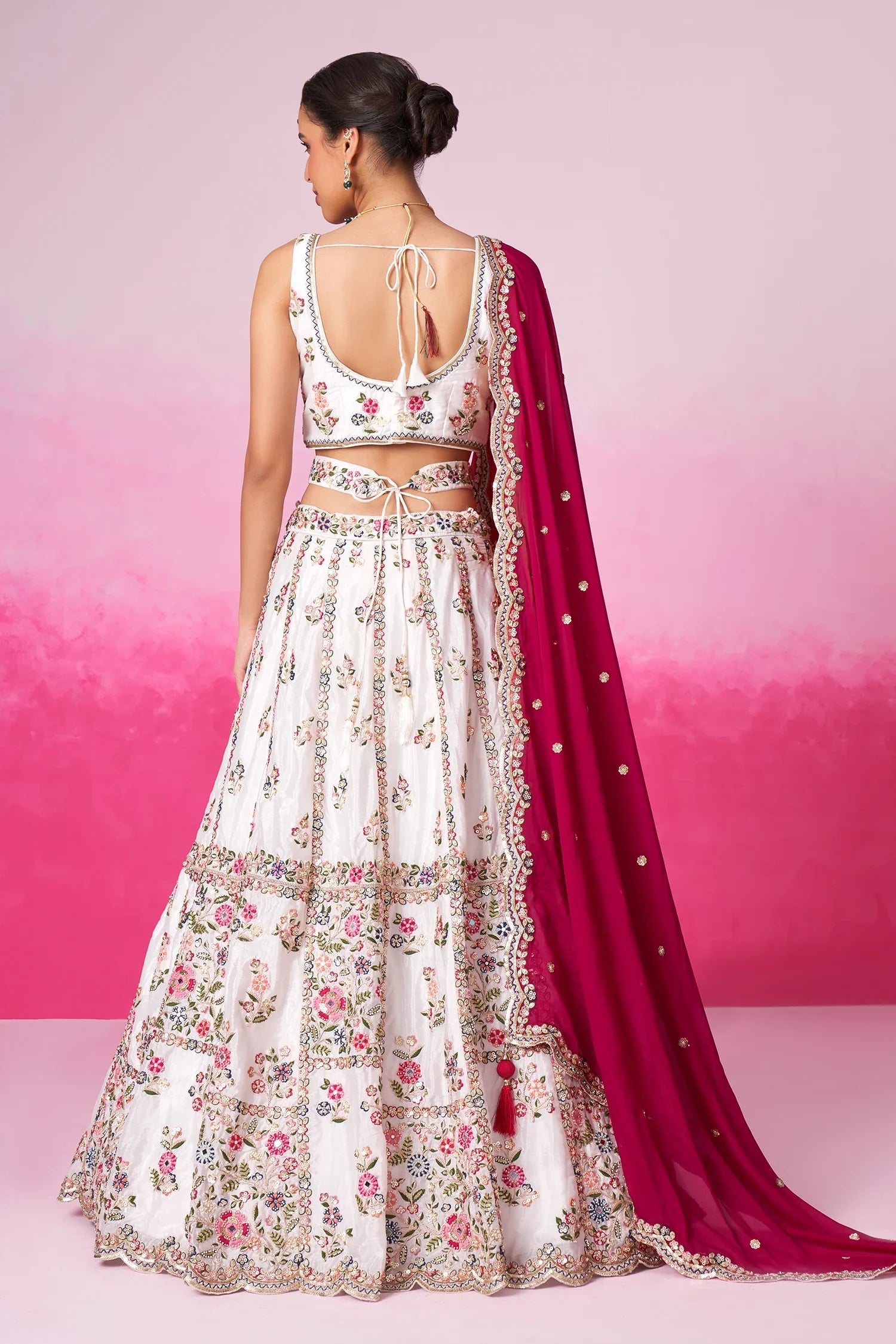Off White Georgette Handworked Lehenga