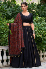 Black Cotton Flared Chaniya Choli