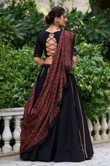Black Cotton Flared Chaniya Choli