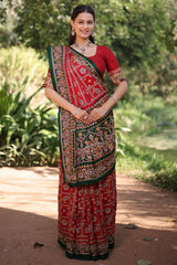 Maroon Gaji Silk Traditional Gharchola with Contrast Pallu and Border