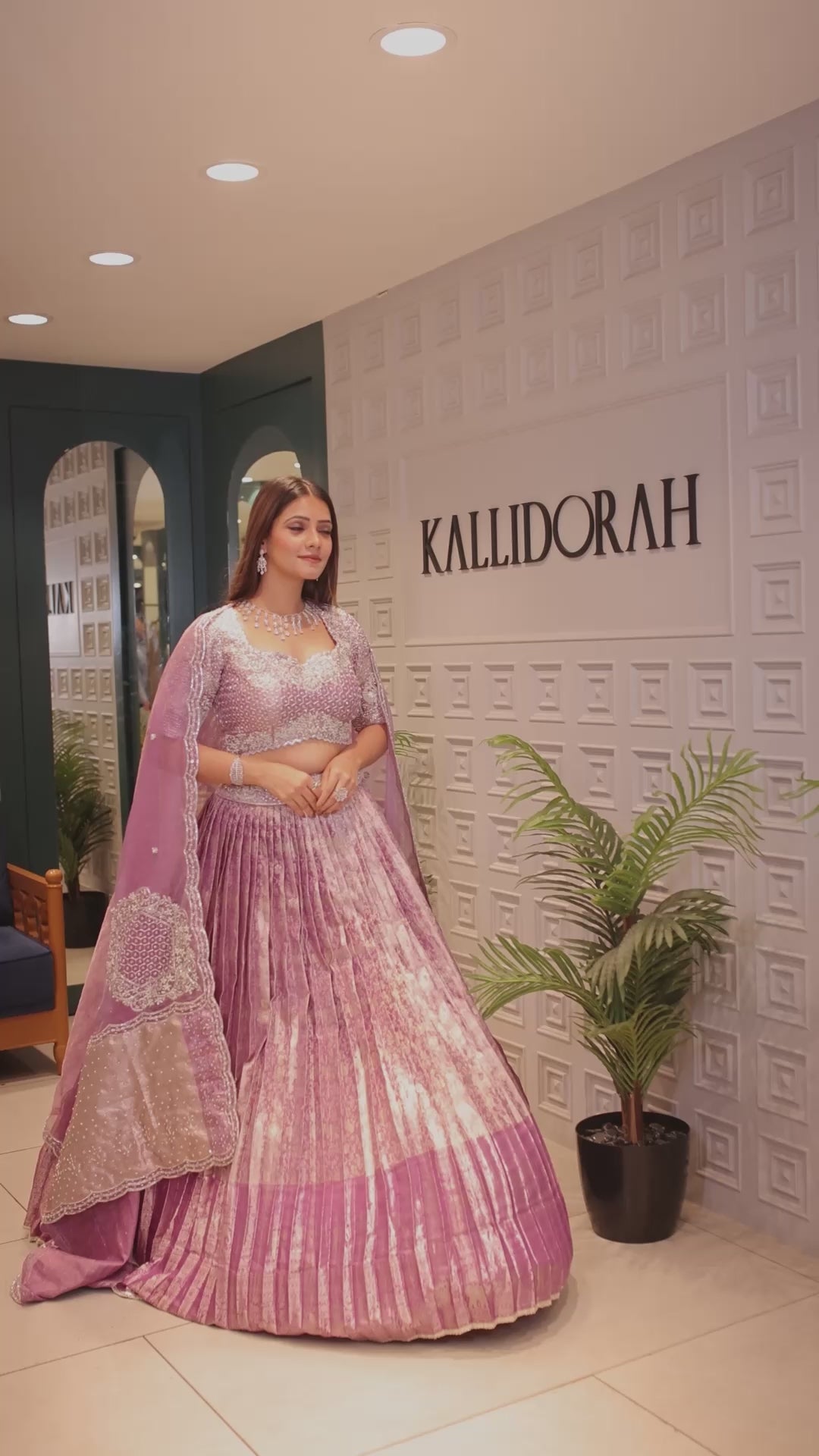Dusty Mauve Tissue Pleated Lehenga