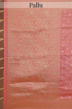Flamingo Pink Woven Butti Saree in Muga Silk with Elephant and Peacock Motifs