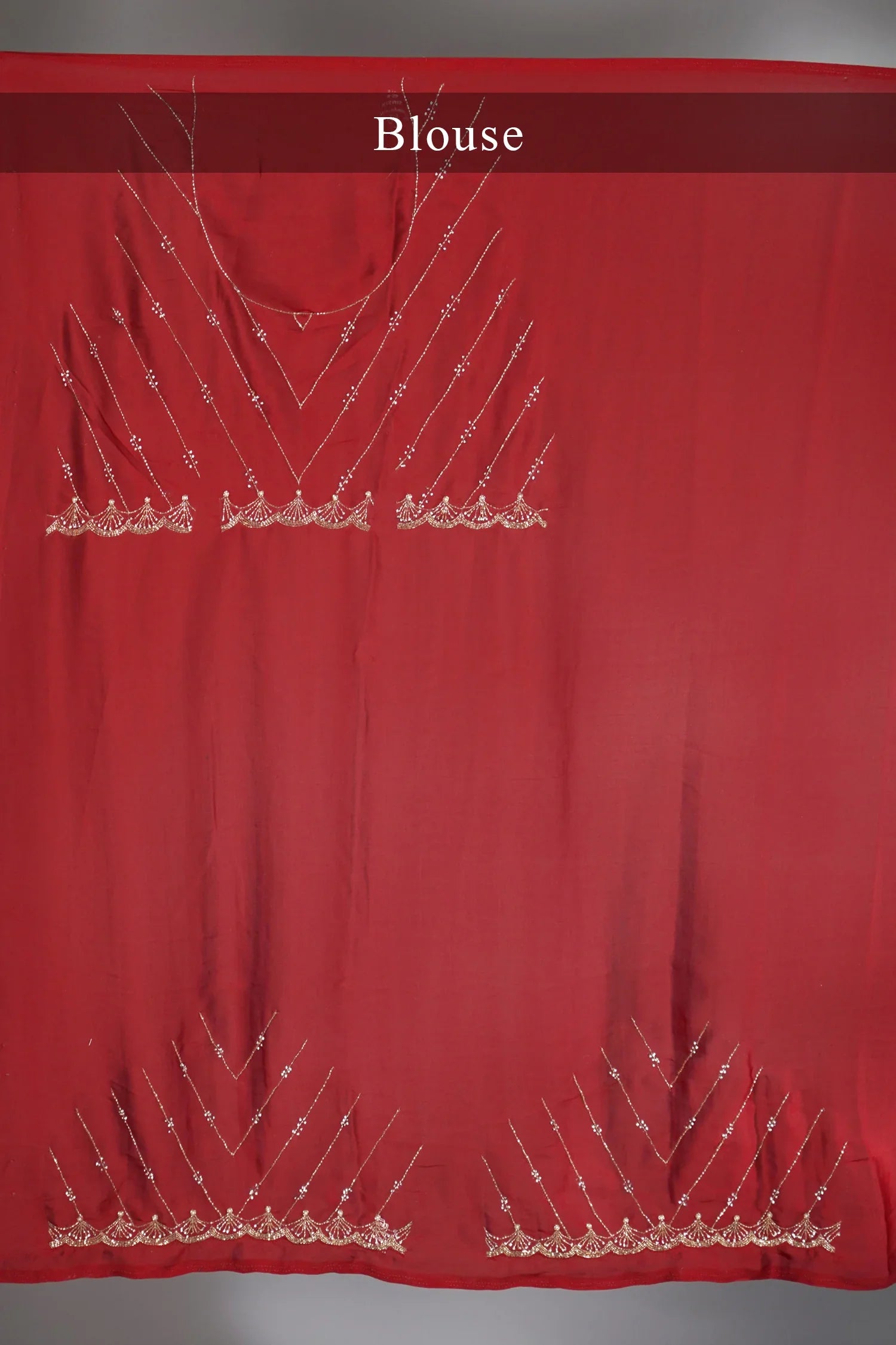 Red Satin Silk Cutdana Worked Saree