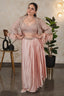 Light Pink Net Handworked Sequin Cutdana Crop Top with Pleated Drape Skirt and Fringe Tassel Cape Jacket